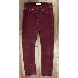 Gap Corduroy Pants Womens 25/0R Maroon Denim‎ '90s Straight High Rise Stretch